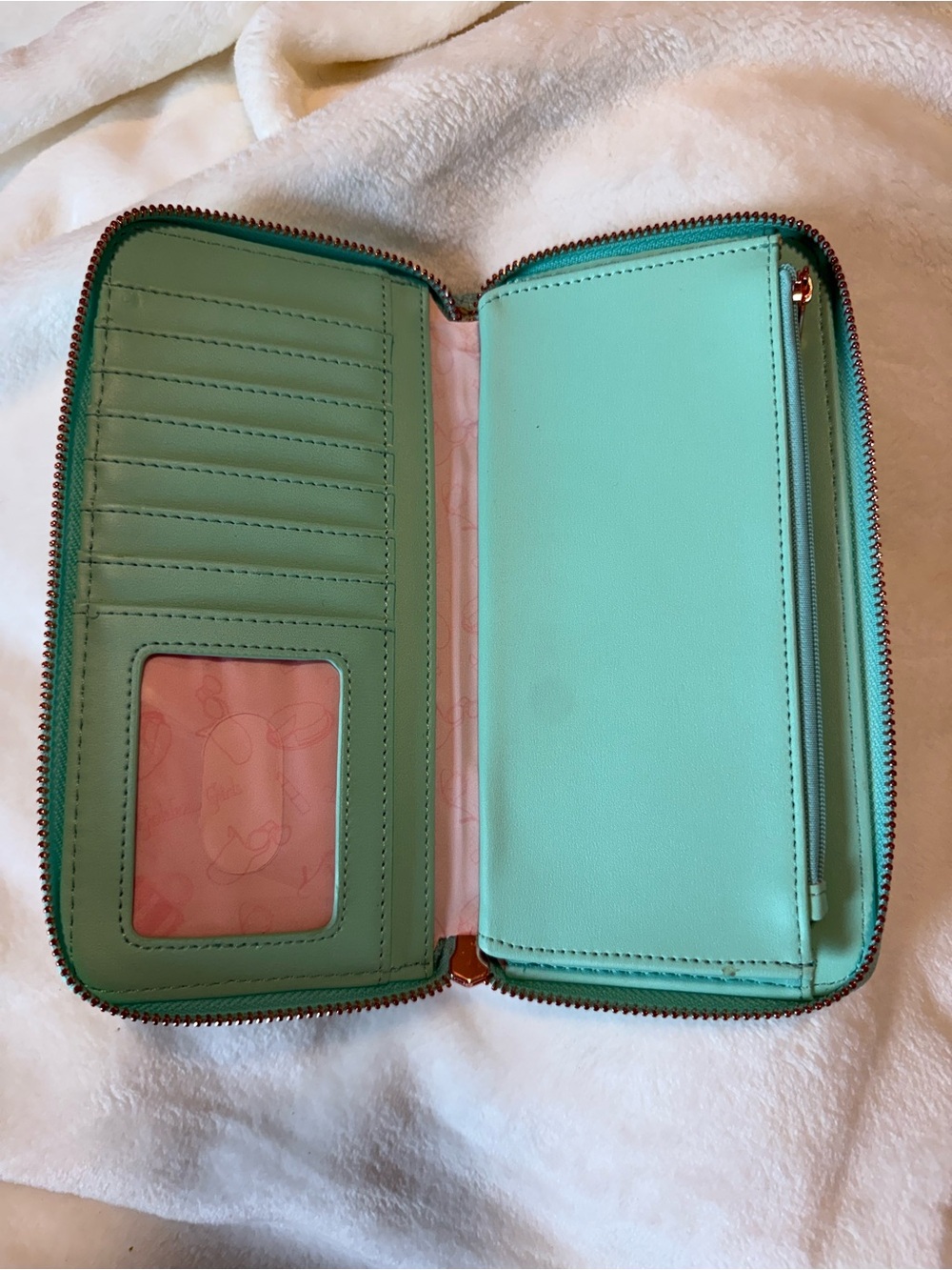 NWOT Loungefly Golden Girls Aqua Embroidered Zip Wallet with Pink Roses - Picture 7 of 11